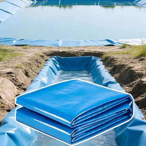 Yopappol Wetterbeständige Blaue HDPE-Teichfolie, 7 X 12 Fuß, wasserdichte Teichhaut, Anti-Aging-Membran Für Koi-Teiche, Bewässerungsgräben Und Aquakultur Im Freien(7x12m)
