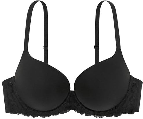 Dorina Damen Super Push Up BH mit Bügel, Formbügel und Spitze T-Shirt BH, Schwarz ,70B