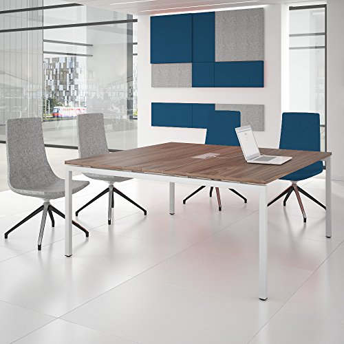 Weber Büroleben GmbH NOVA Konferenztisch 160x164cm Nussbaum mit ELEKTRIFIZIERUNG Besprechungstisch Tisch, Gestellfarbe:Weiß
