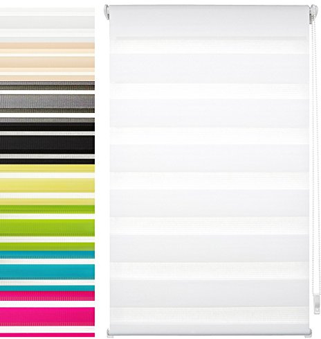 Garduna FIX Duo-Doppel-Rollo # Weiss 45cm # Smartfix - Klemmfix - ohne Bohren - viele Farben & Größen - Sichtschutz - lichtdurchlässig