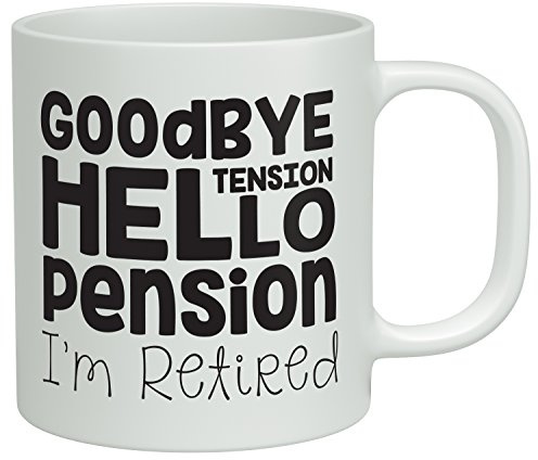 Shopagift Goodbye Tension Hello Pension Funny Retirement Leaving White 10oz Novelty Gift Mug Cup
