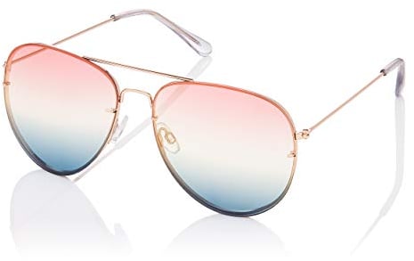 UltraByEasyPeasyStore Ultra Pilot Sunglasses - Adults Gold Frame with Pink to Blue Lenses - Unisex Retro 80s Classic Style Sunglasses - UV400 Protection Navigator Pilot Glasses
