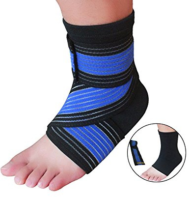 Bande Bandage de compression lymphoedeme Lymphologie Maladie de la lymphe - Manchons Corps Pied Cheville Jambe Cuisse Bras Mains Coude (CHEVILLERE BLEU NOIR + BANDE 70x7,5cm)
