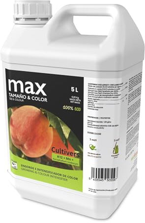 CULTIVERS Abono Engorde de 5 L. Fertilizante Estimulante para Mejorar la Calidad del Fruto Libre de hormonas sintéticas. Cuajado del Fruto, el Engorde, la Coloración y la Maduración de los Frutos
