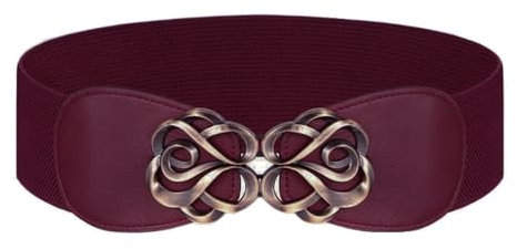 Syuer Damen Stretchy Vintage Gürtel für Kleider Elastisch Breite Taille Gürtel, weinrot, Large