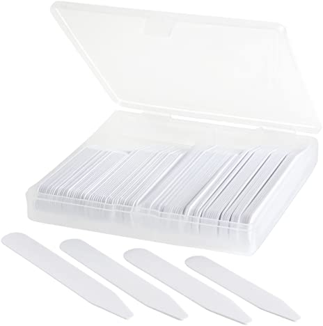 Kragenstäbchen für Herren aus Kunststoff, 5,6 cm, 6,3 cm, 6,9 cm oder 7,6 cm, 100 Stück - Weiß - 6 cm