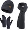 INSISMY Mütze Schal und Touchscreen Handschuhe Set Wintermütze Thermohandschuhe Schal für Herren Strickmütze 3 STÜCKE Unisex Hüte für Damen Winter Accessoires für Herren Damen Navy blau