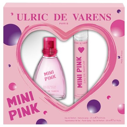 ULRIC DE VARENS - Coffret Parfum Femme Mini Pink - Eau de Parfum 25 ml + Vaporisateur de Sac 20 ml - Oriental, Gourmand - Made in France