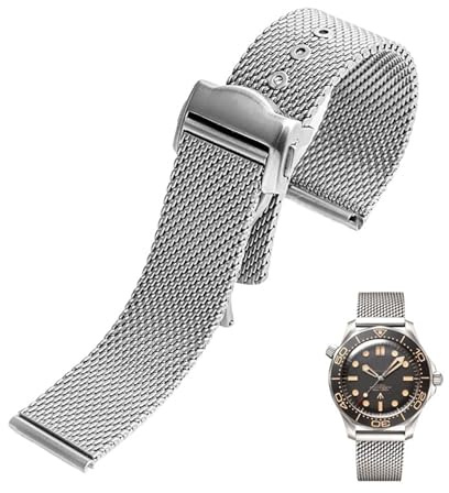 DFAMIN Cinturino in acciaio inossidabile 20mm per Omega 007 Seamaster 300 cinturino per orologio tessuto Milano 316L bracciali in metallo