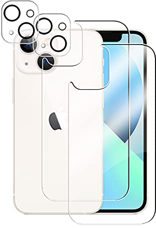 Back Screen Protector (2) + Camera Protective Film (2) for iPhone 13 Mini for Tempered Glass, Rear 9H Full Coverage Back Film Anti-Scratch Screen Protector Clear Back Film for iPhone 13 Mini