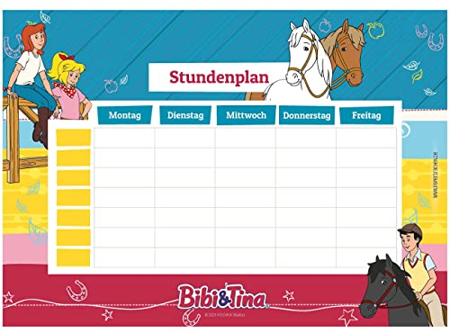 Papierdrachen Stundenplan DIN A4 Block - Bibi & Tina 1 - beschreibbar und ideal als Geschenk für die Schule - Wochenplan - Stundentafel zur Einschulung
