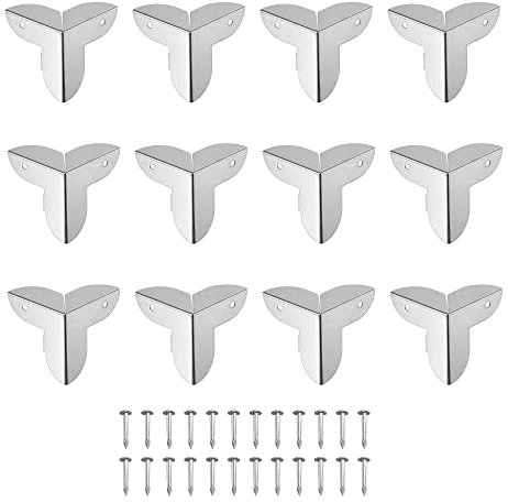 sourcing map 22x22x23mm Metal Box Corner Protectors Edge Guard Iron Silver Tone 24pcs