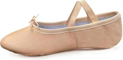 iKelpie Pink Ballet Shoes for Girls Leather Ballet Flats Sole Canvas Pointe Dance Yoga Gymnastics Slippers for Girls Toddlers Women & Adults (Pink, Numeric_1)