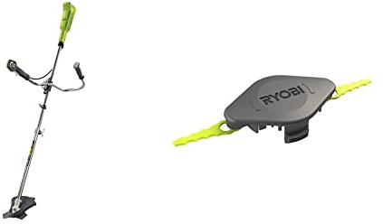 RYOBI - Débroussailleuse Électrique sans Fil à Batterie 18V One+ - Livrée avec 1 Lame Tri-Arc, 1 Tête et 1 Harnais - OBC1820B & Tête Double Lames Dentelées pour Coupe-Bordures RAC155 Noir