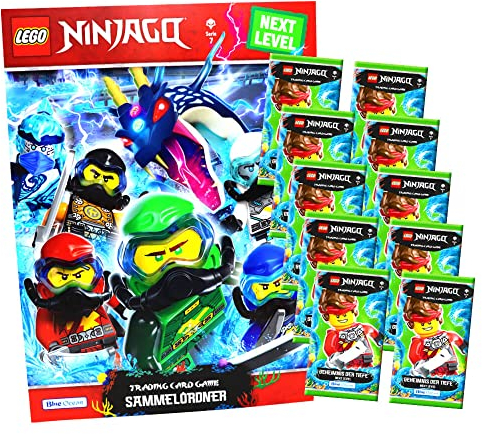 Lego Ninjago Karten Trading Cards Serie 7 - Geheimnis der Tiefe Next Level (2022) - 1 Mappe + 10 Booster Bundle + 10 Originale Hüllen