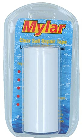 AB Tools 3 m Mylar-Kevlar-Segel-Reparaturband, 100 mm breit, 3 m Rolle, für Yacht, Schlauchboot, klares Fenster