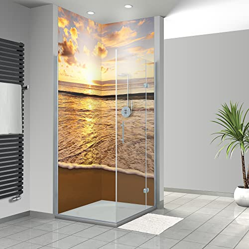 WANDFREUDE individuelle Duschrückwand Aluverbundplatte auf Maß (2 Stück - Sunset - Seidenmatt) – Dusche Wandverkleidung Duschwandverkleidung Duschrückwände