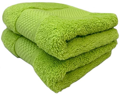 Sue Rossi Guest Towels 30 x 50cm Set Of 2, Organic Turkish Combed Cotton, 600gsm Thick, Soft & Absorbent Bathroom Or Kitchen Small Hand Towel, Face Cloth (Lime Green, 2)