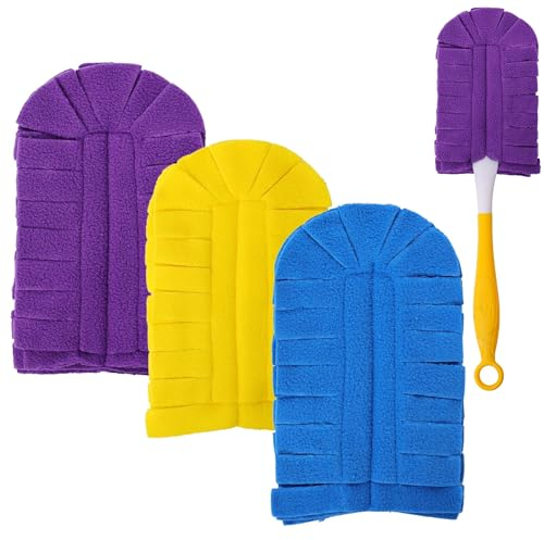 Flammi 360° Fleece Duster Refills for Swiffer, Reusable Duster Refills Heavy Duty Compatible with Swiffer Hand Duster (3 Pack-Mixed Color)