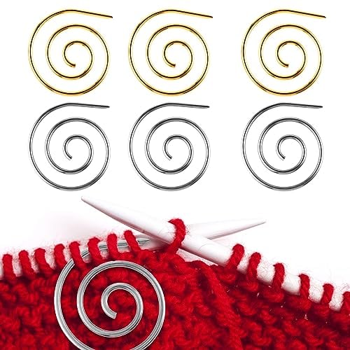 6 Stück Spiral Zopfstricknadel Schalnadel, Metall Spiral Needle, Rundstricknadel, Zopfnadel Schalnadel Stricknadel-Kit Spiralnadel Strickzubehör Für Anfänger Nähen Geschenk (Gold+silber)