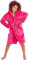 Metzuyan Kids Girls Plush Fleece Hooded Dressing Gowns Super Soft Warm Robes Plain Hot Pink 2-3 Years