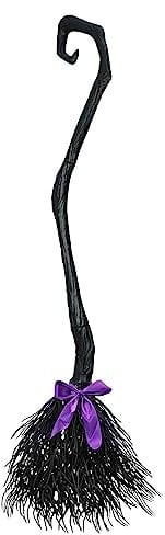 Edhomenn Halloween Witch Broom with Ribbons for Kids Party Favor Photo Booth Accessories Wicked Witches Broomstick Halloween Decoration (Black, One Size)