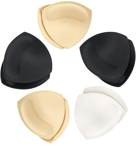 DNDGDLUA 5 Paia di Inserti per Reggiseno, Inserti per Reggiseno Sportivo, Coppette Assorbilatte Rimovibili, Imbottitura Sportiva per Costume da Bagno Bikini, Costume da Bagno, Bianco Nudo E Nero