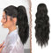 FESHFEN Pferdeschwanz Haarteil mit Kordelzug, 45 cm Wellen Zopf Pferdeschwanz Verlängerung Schwarz Haare Extension Synthetik Lang Wellig Natürliches Schwarz Haarverlängerung Ponytail für Damen Frauen
