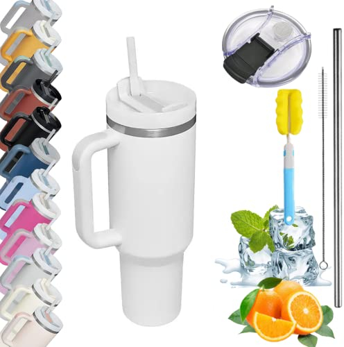 Farberly 6Pcs Gobelet isotherme en acier inoxydable avec couvercle et paille,Tasse à Café Acier Inoxydable,Double Isolée Tasse Isotherme,Tasse Isotherme Voyage sous vide pour Café Chaud et Froid