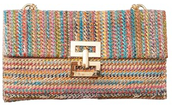 YYW Summer Beach Bags for Women Straw Clutch Handbag Woven Shoulder Bag for Travel Beach and Daily Use (1-Multi-colored)