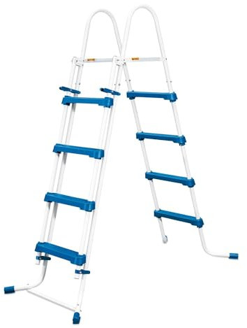 Funsicle 48-inch SureStep™ Ladder with Folding Steps, Strong Metal Frame Pool Ladder with Plastic Steps, Fits Funsicle above ground pools with 122cm wall height - Blue/White