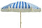 Sonnenschirm Strandschirm Schirm BLAU weiß gesteift mit Fransen UV Schutz Ø 180 cm