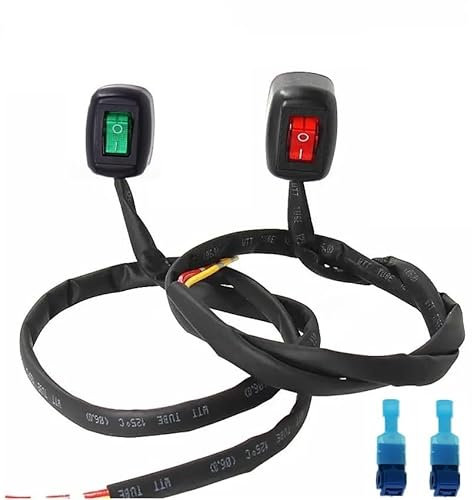 Switian 2er Set Wippschalter SPST Ein/Aus 12V/10A 24V/5A - Wasserdichter LED-Druckschalter mit Selbstklebefolie für Auto, Boot, LKW (Rote/Grüne Beleuchtung)