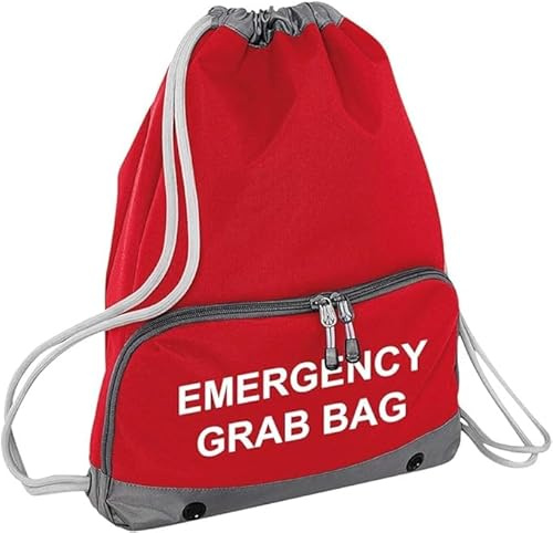 FireShield Emergency Grab Bag - Red Emergency Documents Drawstring Bag with Reflective Lettering
