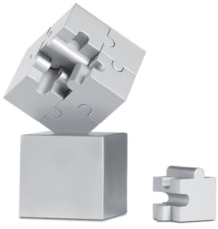 Puzle magnético tridimensional Cubo de Rubik 8 x 4 cm Gadget para el escritorio Pisapapeles Decoración y Oficina Metal satinado mate