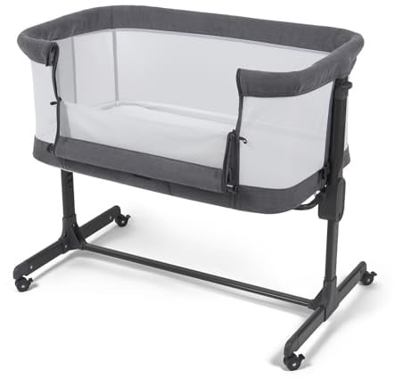 Babylo Aurora 2-in-1 Co Sleeper, Bedside Crib & Standalone Baby Cot with mattress, 0 – 6 months (9kg), Grey