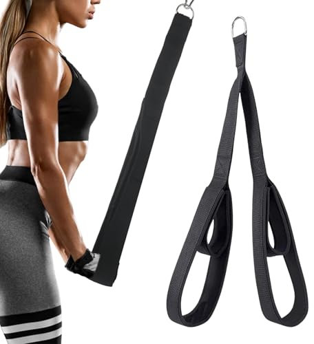 YanBous Corda per tricipiti resistente, multifunzionale per il bodybuilding, maniglie per cavi extra lunghe, corde di estensione due-in-uno, adatte per bande di resistenza e stazioni di forza, Nero