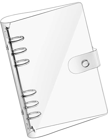 Funngy A5 Transparent PVC Binder,6 Ring Weich Notizbuch Binder mit Druckknopfverschluss Nachfüllbares Notizbuch Runder Ringbuch für DIY Notebook Fotoalbum und Scrapbooking