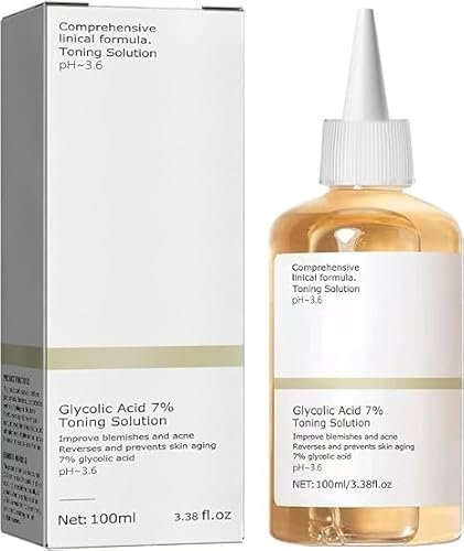 Glycolic Acid 7% Toning Solution, Hydrating Toner, Hautpflege Glykolsäure Toner, Peeling, Unreinheiten, Akne, Feuchtigkeitsspendender Toner für die Haut, 100 ml (1 PCS)