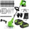 Decespugliatore a Batteria 21V, Tagliabordi Elettrico con 2 4.0Ah Batterie e Lame di metallo,Taglia Erba da Giardino Testata Regolabile e Maniglia Telescopica Tagliaerba Senza Fili per Giardino