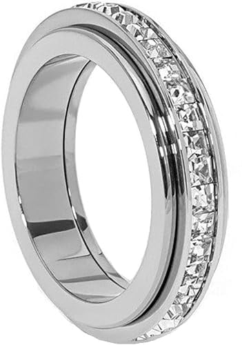 VCCKNB JEWELRY Zappelringe gegen Angstzustände, Zirkonia-Drehring, Anti-Angst-Ringe für Frauen und Mädchen, Stress-Sorgen-Ring, Meditationsring, Bandring