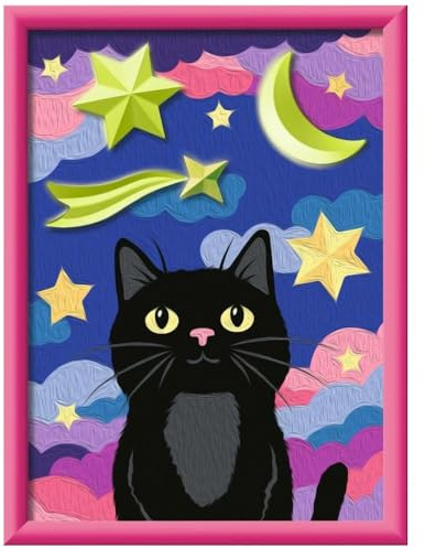 Ravensburger - CreArt Serie D - Katze mit Kreide 3D | Malset für Kinder | Größe 25 x 18,30 | Spiele für 9-jährige Mädchen | Malen nach Zahlen | Geschenkideen | Geschenk für 9-jährigen Jungen