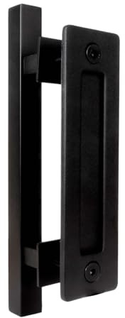 ATTAS Schiebetürgriff Stahl Schwarz 30cm | Quadratrohr 25mm | Scheunentor Griff für Innen & Außen, ergonomischer Handgriff für Holztüren & Schranktüren, inkl. Schrauben