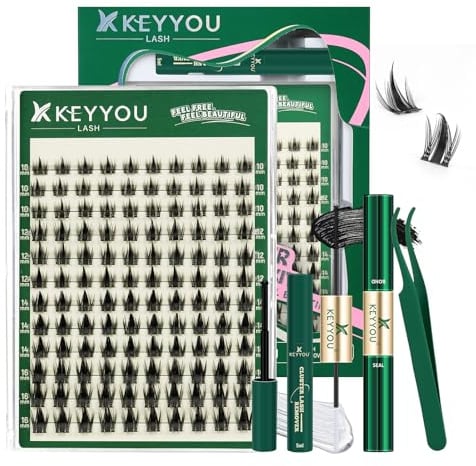 KEYYOU Pestañas de manga para pestañas, racimo individual en filigrana, con 10 ml de removedor Bond & Seal 10 – 16 mm de extensión para pestañas con puntas D Curl Fairy Style Manga Cosplay hazlo tú