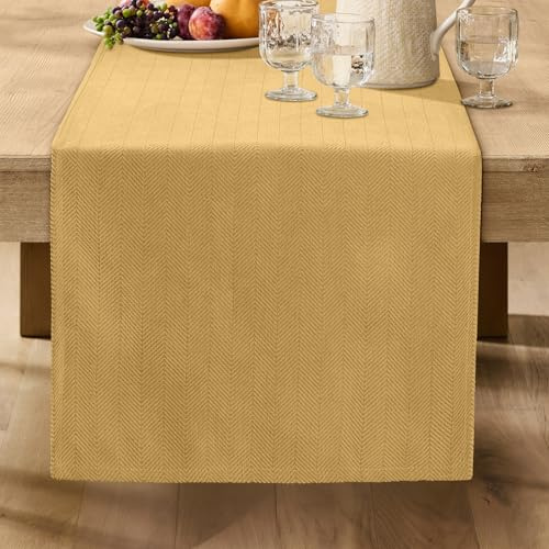 ZWJD Moderner Senfgelb Tischläufer, Waschbar, Mit Elegantem Design, Weich und Luxuriös, Dekorativ für Wohnzimmer, Esstisch, Innendekoration,Küche, Urlaub & Party Dekor, 40x140 cm
