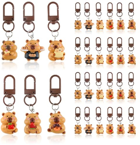 Dermalyx 30 Stück Niedliche Capybara Schlüsselanhänger Süß Accessoires Tasche Anhänger Für Frauen Freunde Capybara Harz Schlüsselanhänger Geschenke Geburtstag