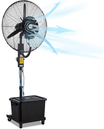 Guyifuny Ventilador Nebulizador de Pie Industrial, Ventilador Exterior De Alta Velocidad con Tanque Grande De 42 L, 3 Velocidades, 4 Ruedas, for Patio, Tienda, Jardín, Garaje(Diameter 71cm)
