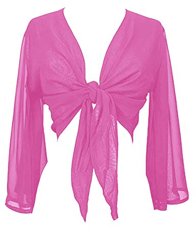 Indian Trendy Women's Flair Wrap Tie Top Chiffon Choli Blouse Belly Dance Gypsy Bolero Shrugs Cardigan, Orchid, One Size