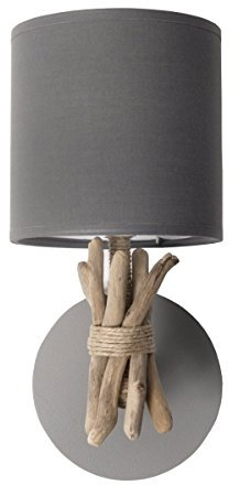 Bo Time Lampe applique murale en bois flotté CENDRE - Fabriqué à la main par un artisan Français - 100% matériaux naturels