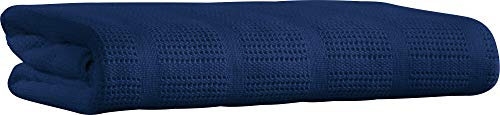 Erwin Müller Sommerdecke, leichte Baumwolldecke, Häkeldecke Trient Marine Größe 130x160 cm - luftig leicht, weiche Qualität, pflegeleicht